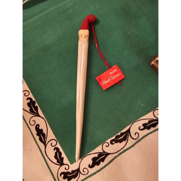 Vintage NWT Department 56 Hand Carved Pencil Santa Icicle Ornament- 7" (gg218) - Picture 2 of 6